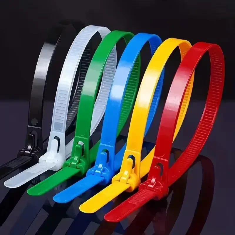 100 bridas para cables reutilizables, bridas de nailon con lazo para bloqueo de cables, extraíbles, reciclables, colores mezclados, negro, blanco