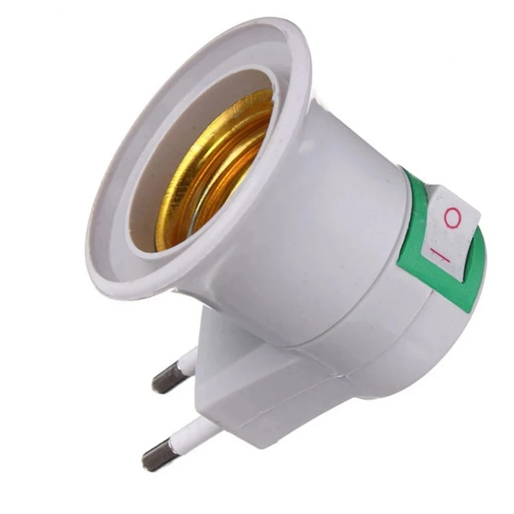 E27 EU Plug Adapter With Power On-Off Control Switch E27 Socket Lamp Base Lamp Socket 1Pack