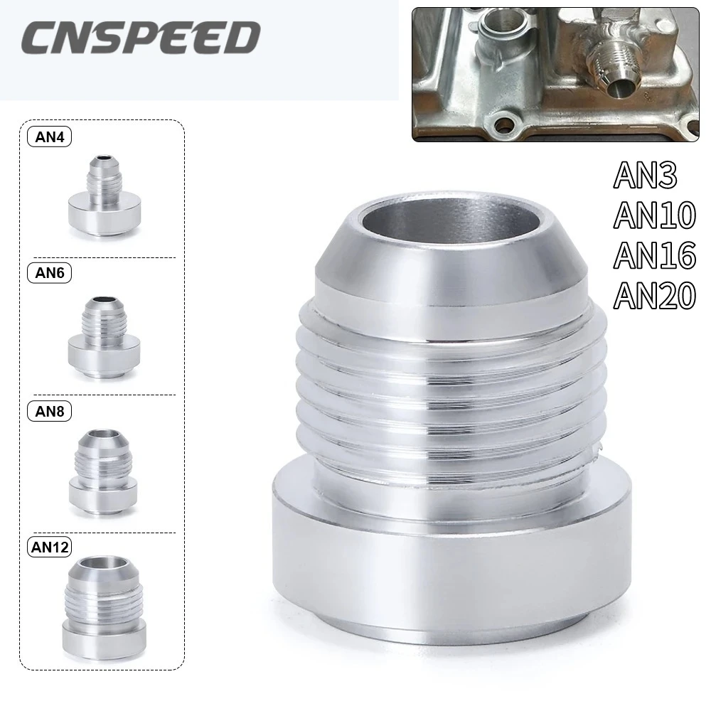 Cnspeed an6 an8 an10 an12 an16 an20 alumínio nitrous mangueira encaixe masculino boleto em linha reta macho solda montagem adaptador bung