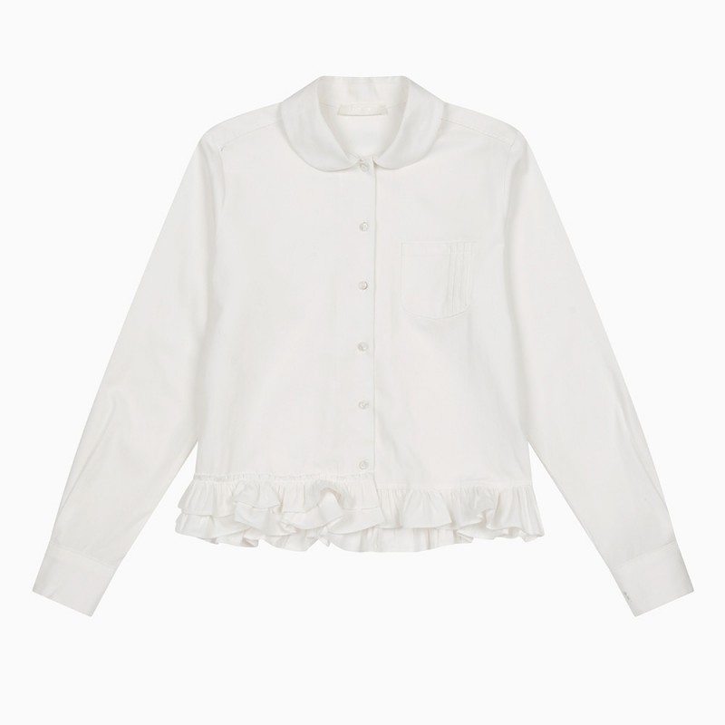 KUSAHIKI 2024 秋の新不規則な多用途フリルパッチワーク白シャツファッション韓国の女の子ブラウストップ Vetement ファム