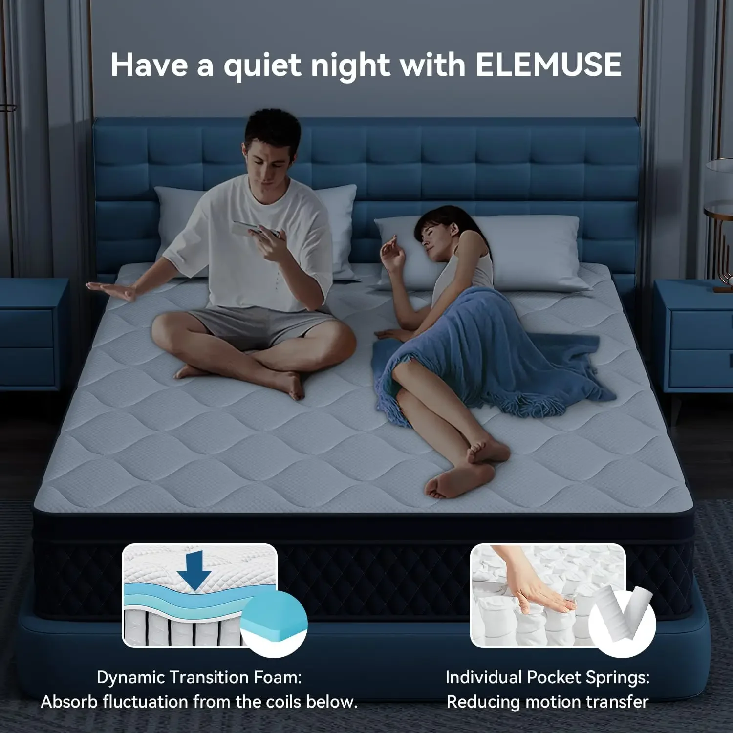12 Inch Twin Mattress in a Box, Memory Foam Hybrid Mattress with Individually Pocketed Springs for Isolate Motion, Pressure Reli