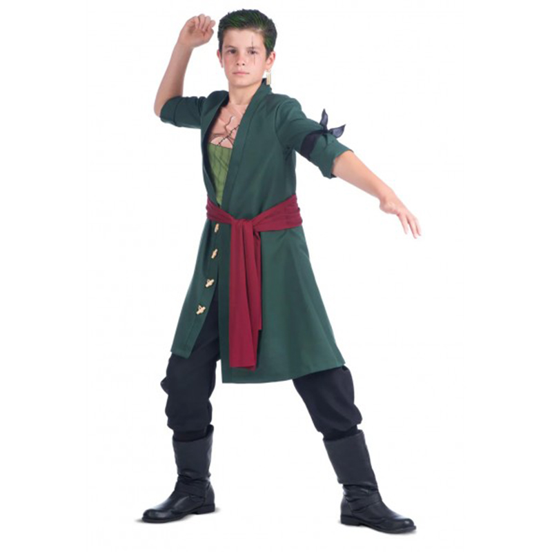 Аниме мальчик Ророноа Зоро косплей соломенная шляпа мышечный костюм Луффи для детей