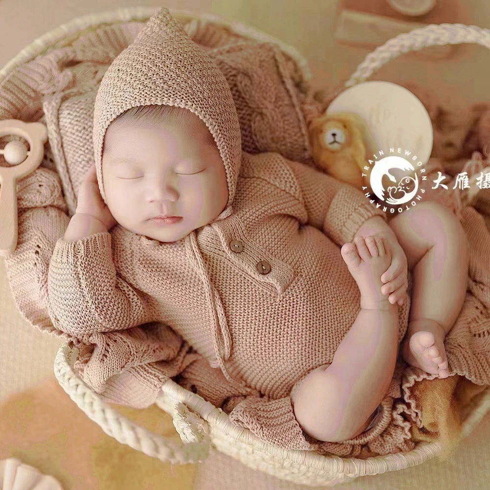 Macrame Chăn Cho Bé Sơ Sinh Đạo Cụ Chụp Ảnh Cầm Tay Dệt Kim Lớp Co Giãn Sơ Sinh Tạo Dáng Phông Nền Chụp Ảnh Em Bé Phụ Kiện