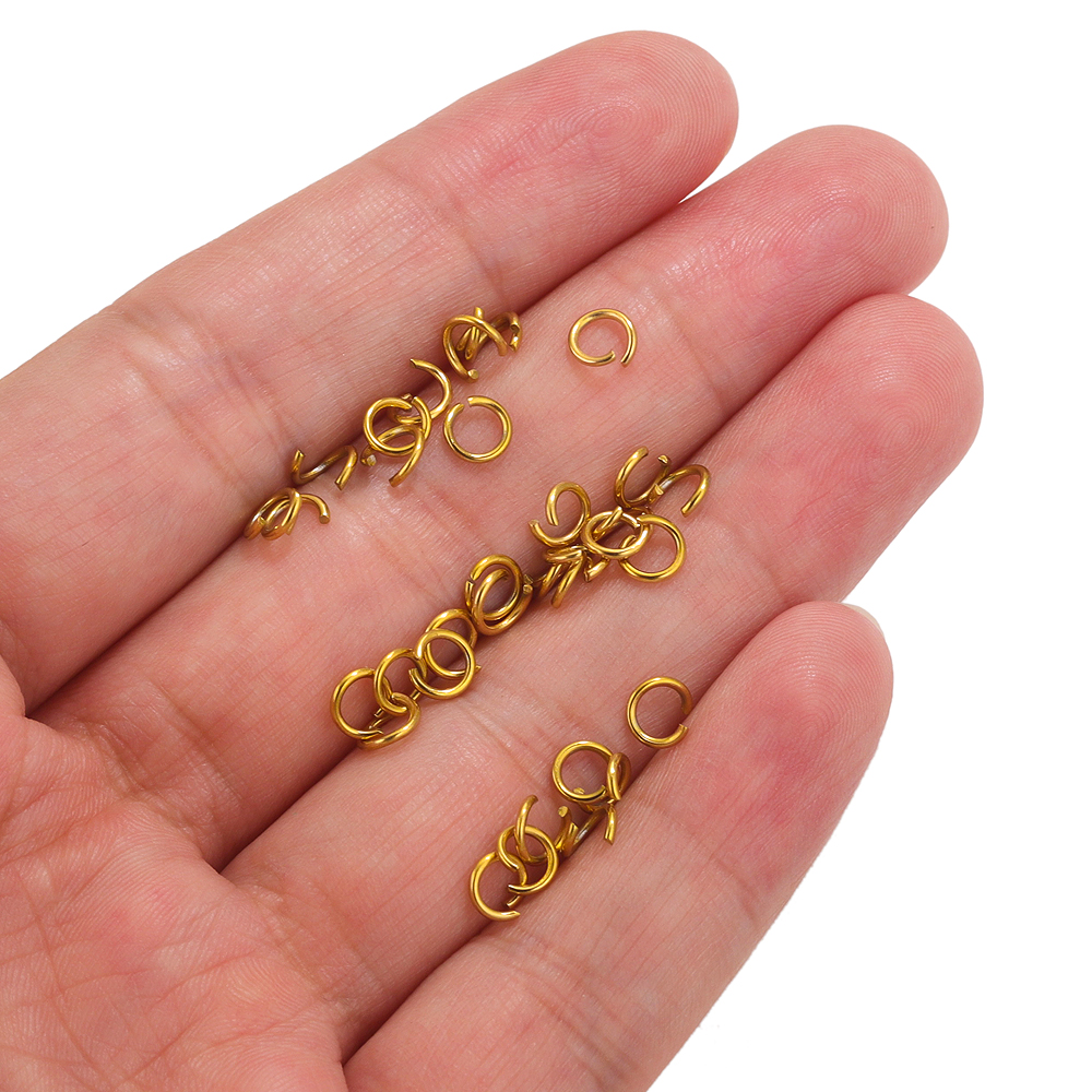 Aço inoxidável Abrir Jump Anéis, PVD Banhado A Ouro Conectores, DIY Fazer Jóias, Split Ring, Achados Acessórios, 100Pcs