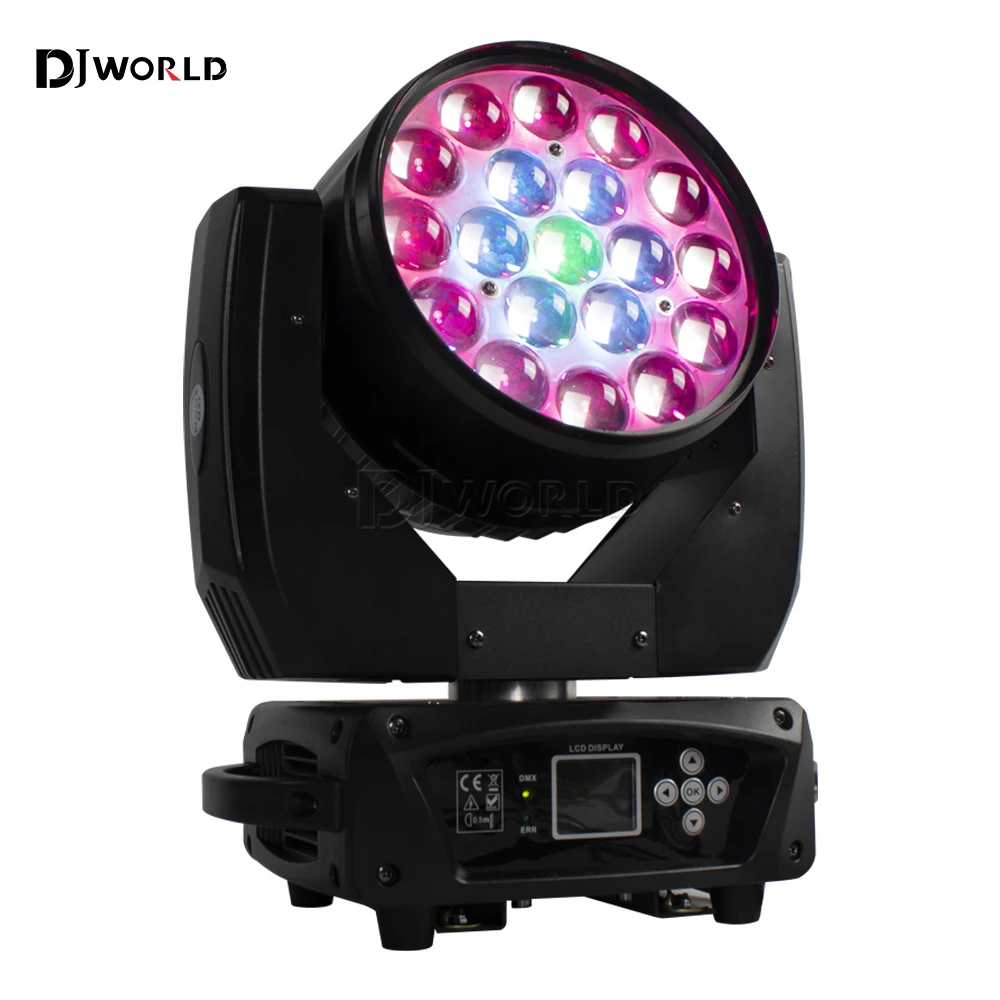 19x15W RGBW 4IN1 Zoom Wash Moving Head Light Светодиодный луч Zoom Moving Lights Stage Led Moving Head Lighting для Dj Disco и вечеринки