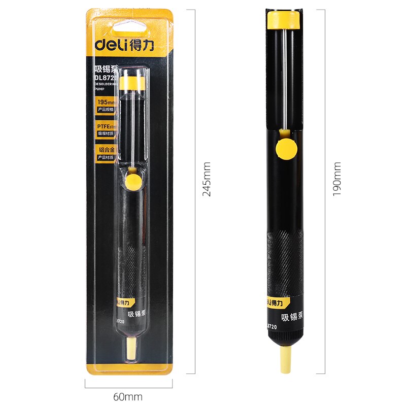 Deli Desoldering Pump Sucker Pen Removal Vacuum Desolder High Temperature Resistance Hand Welding Tools