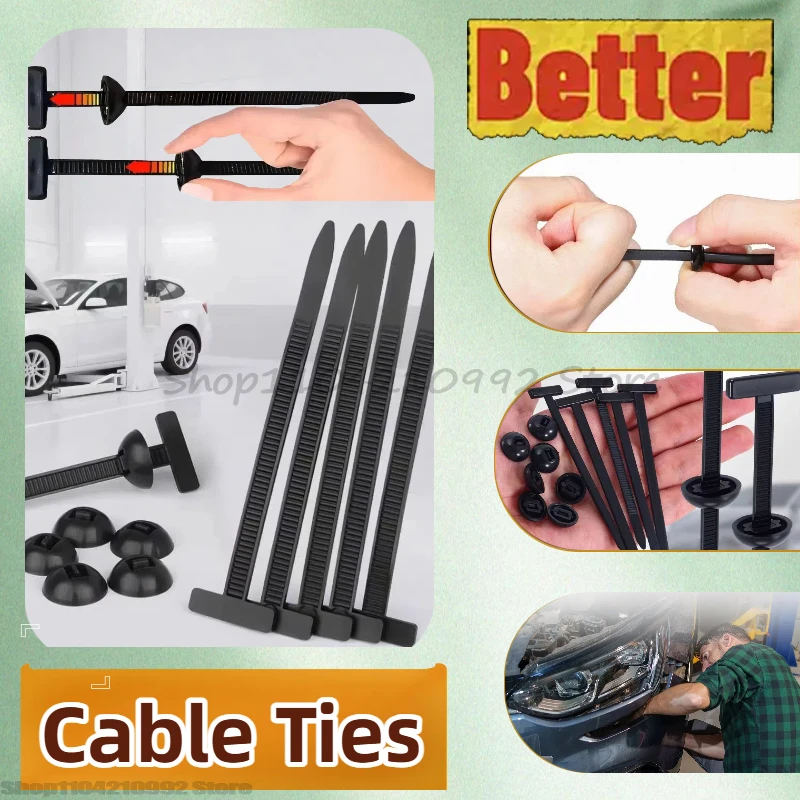 Brida para cables de nailon autoblocante multiusos, guardabarros multiusos para coche, protectores de motor, Panel inferior, juego de correas de retención, Clips de tornillo