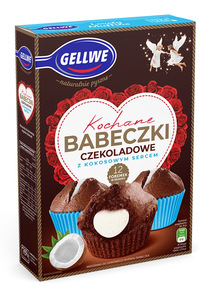 Gellwe Kochane babeczki czekoladowe z kokosowym sercem 311 g