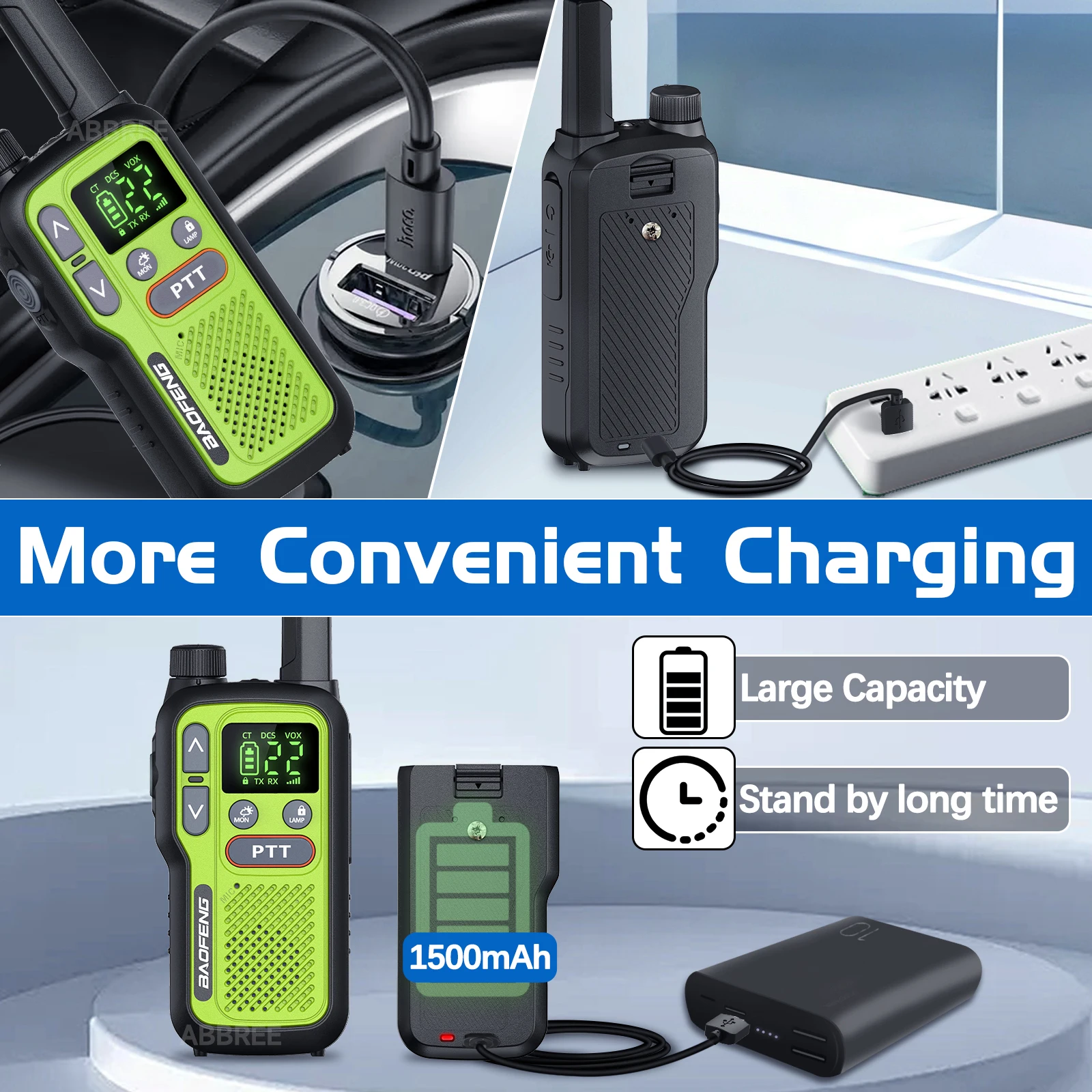2PCS Baofeng BF-T18 Mini Dual PTT Walkie Talkie Flashlight Portable PMR/FRS Support Type-C Charger NOAA For 5Rmini F22 Ham Radio