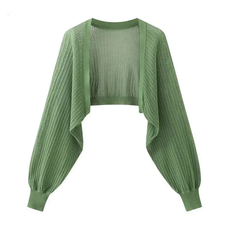 ผ้าไหมน้ําแข็งฝรั่งเศสถัก Sun-Proof เสื้อสเวตเตอร์ถักผู้หญิงฤดูร้อนบางเสื้อแจ็คเก็ตเสื้อกั๊กกระโปรงผ้าคลุมไหล่ด้านนอก Match เสื้อ