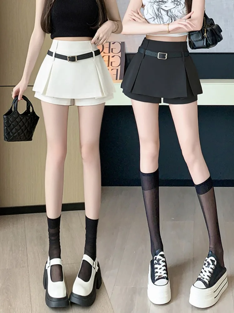 falda Blanca en Línea A, Cintura Alta, Pada, para Mujer, Verano, Estilo Deado, Media Falda, Casual, Hoada, para el...
