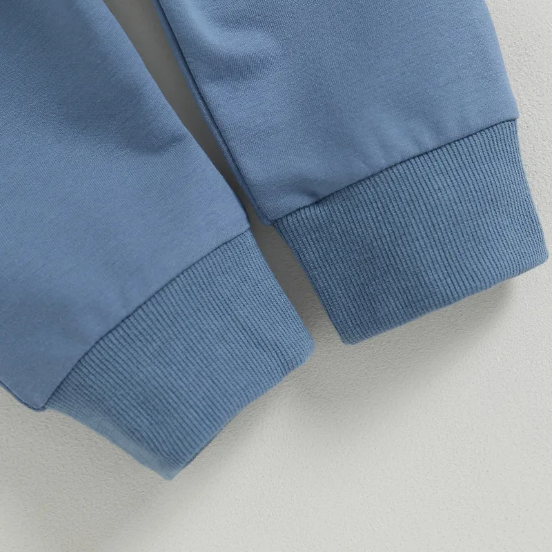 Set di pantaloni per neonato appena nato Vestiti autunnali Completi da 2 pezzi Felpa a maniche lunghe in colore a contrasto e pantaloni elastici Articoli per bambini