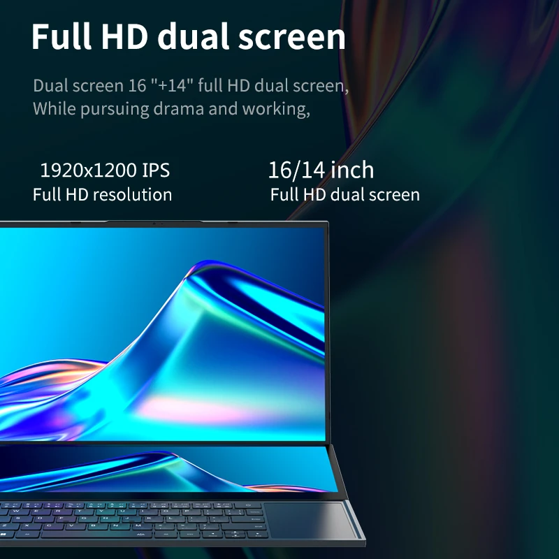 AKPAD Intel Core I7 9750H Dual Screen Laptop 16 Inch (14 Inch Touch Screen) Gaming Laptop Notebook Windows 10 11 Pro