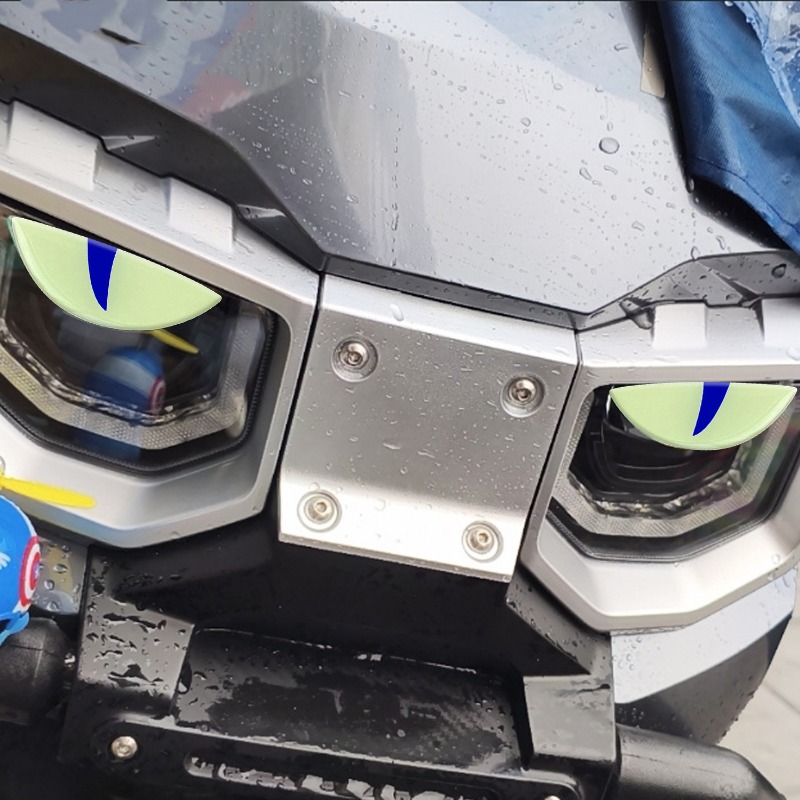 Compact Night Light 3D Devil Eye Stickers Motorcycle Electric Scooter Modified Decorative Front Stickers Windshield Stickers