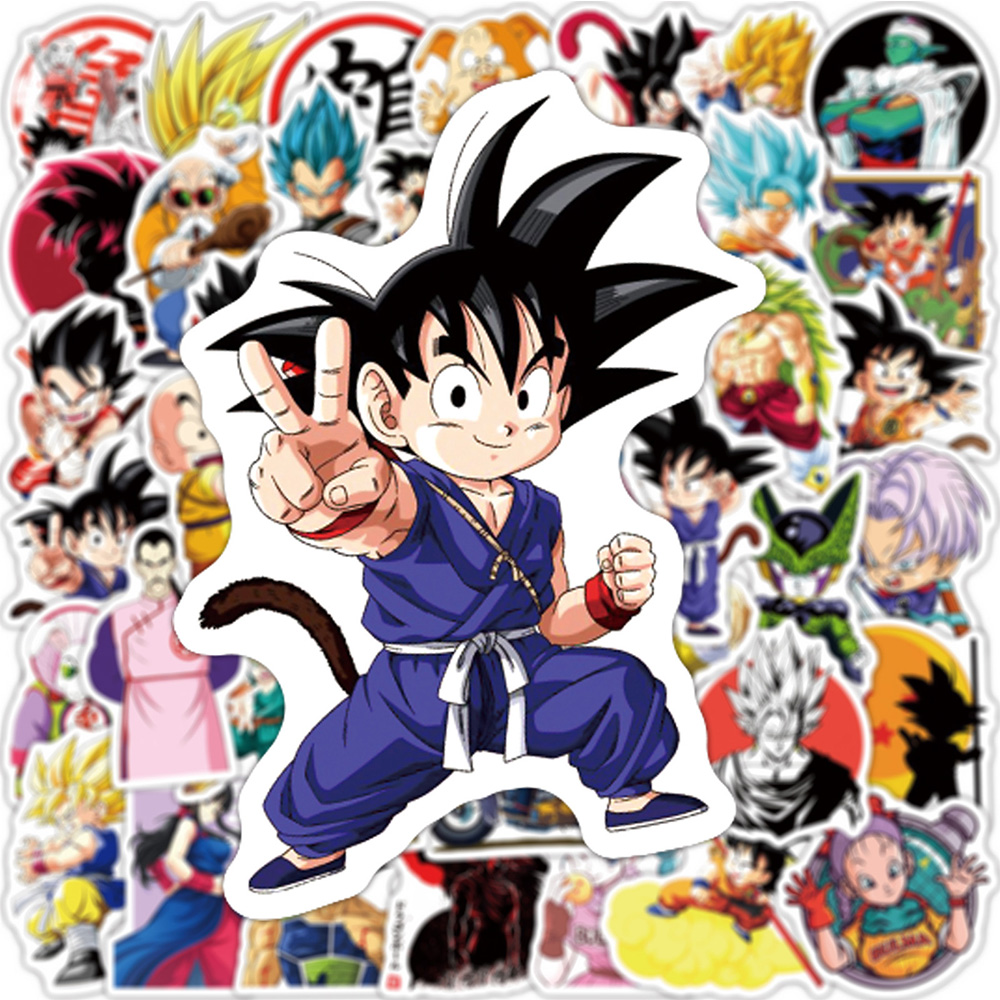 10/30/50/100 pçs dragon ball son goku adesivos anime legal dos desenhos animados decalques diy skate garrafa de água pvc adesivo à prova dwaterproof água brinquedos