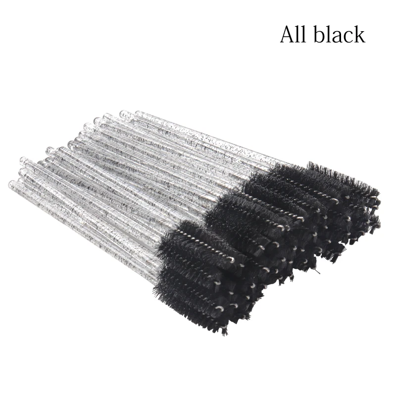 50 ชิ้นแปรงแต่งหน้าทิ้งคริสตัลแปรงคิ้ว Diamond Handle มาสคาร่า Applicator Eye Lashes Eyelash Extension เครื่องมือ