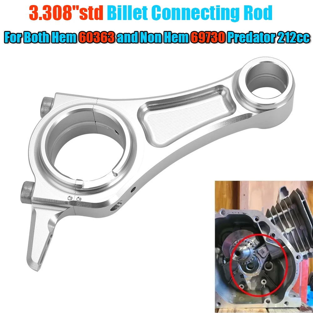 Nueva varilla de aluminio de palanquilla (3,308 "Std), biela de palanquilla para ambos dobladillos 60363 y sin dobladillo 69730 Predator 212cc