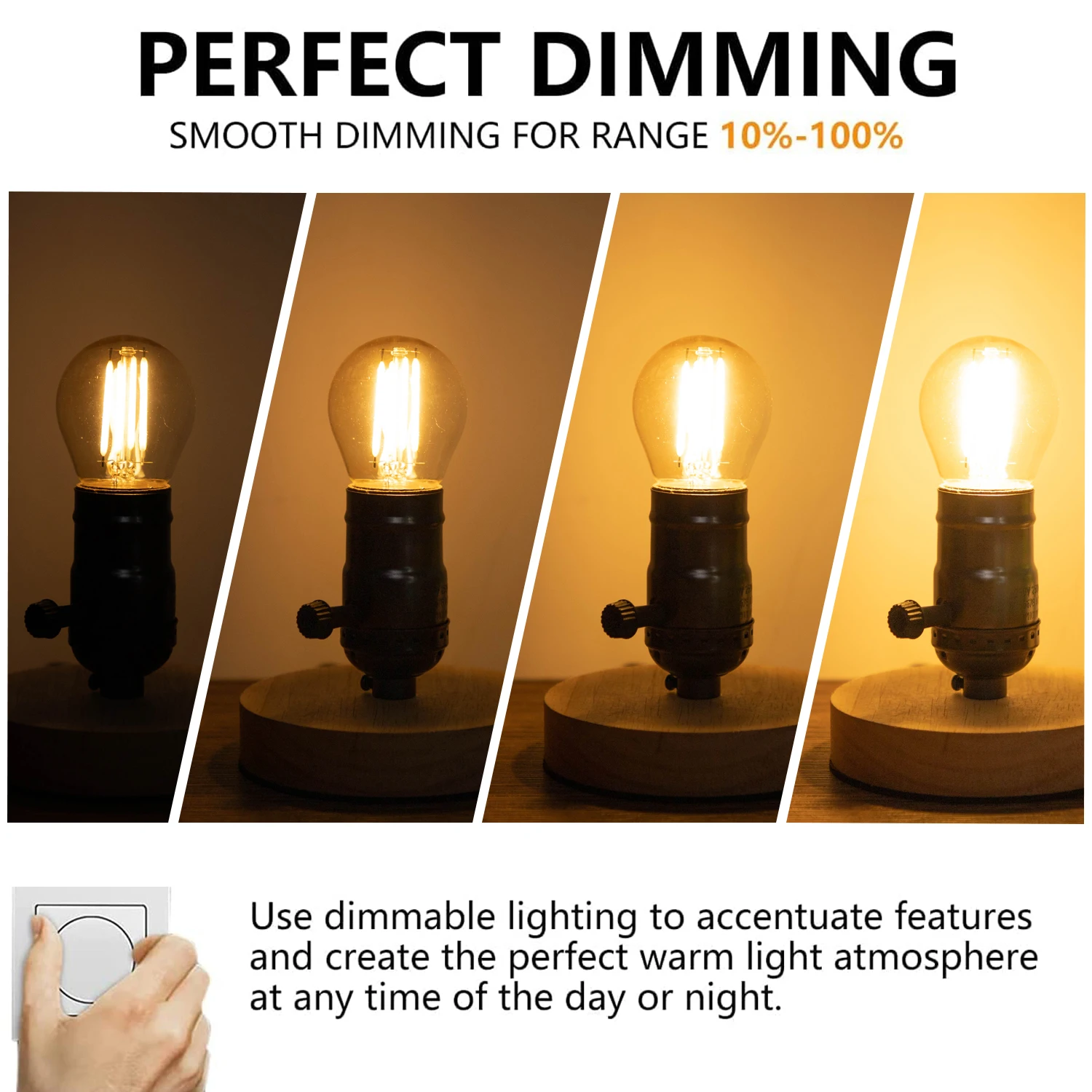 G45 4W Globe Light Bulbs Amber Glass LED Filament E27 Screw Base 220V 2700K 40W Equivalent Retro Decorative Dimmable Edison Bulb