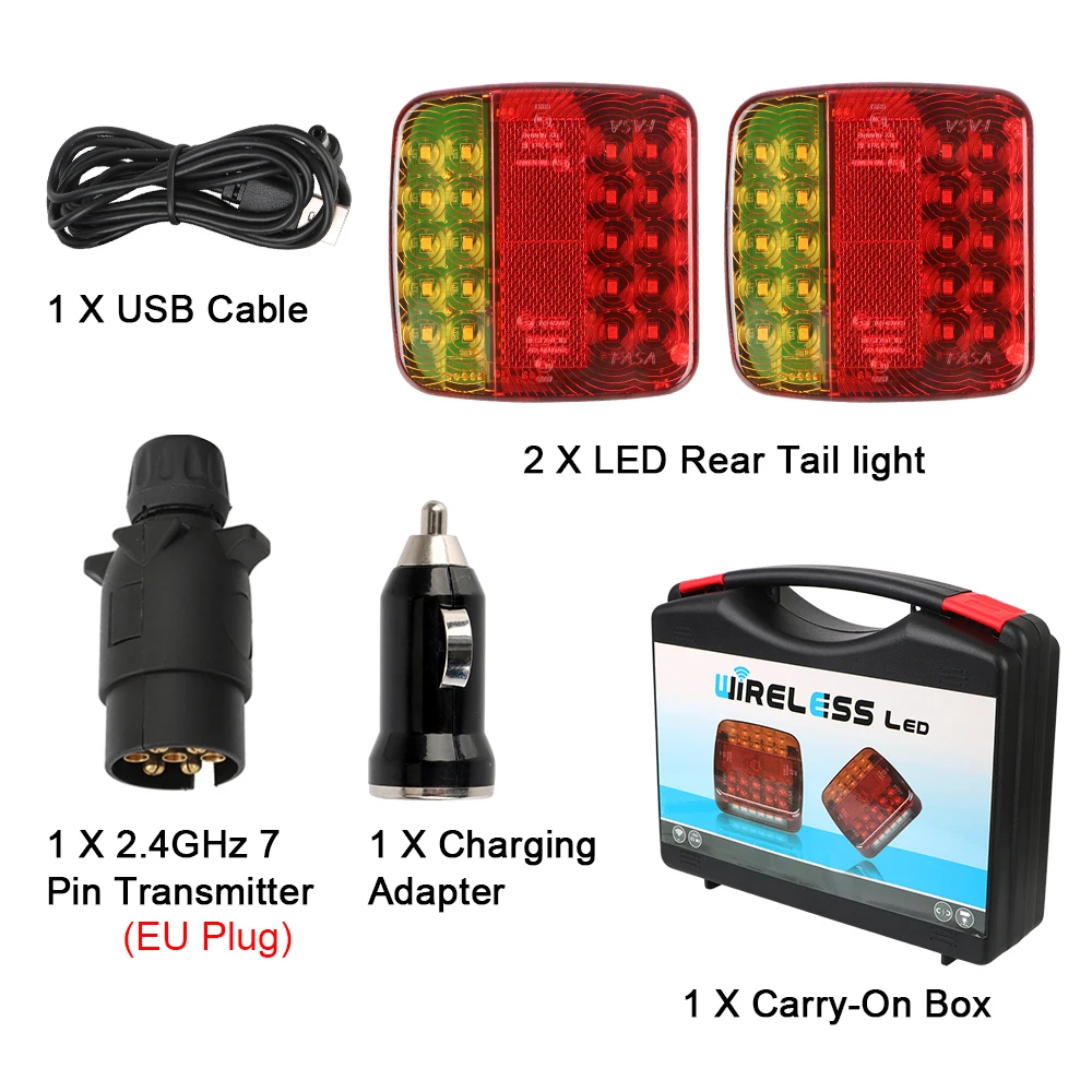 Feu arrière magnétique sans fil LED pour remorque, Signal d'avertissement, feu de freinage pour camion, caravane, camping-car, camion