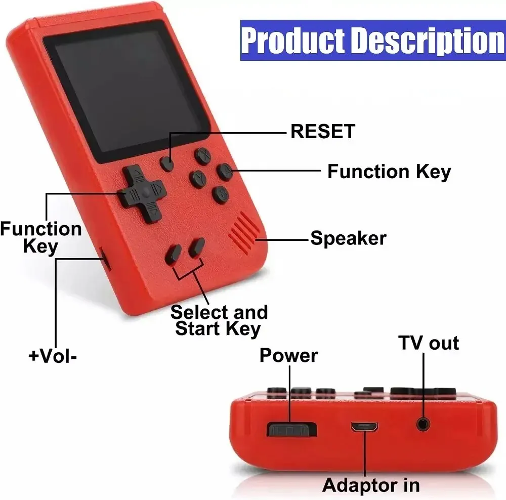 Mini console portatile classica 400 in uno per bambini e studenti, console di gioco portatile macaron nostalgica