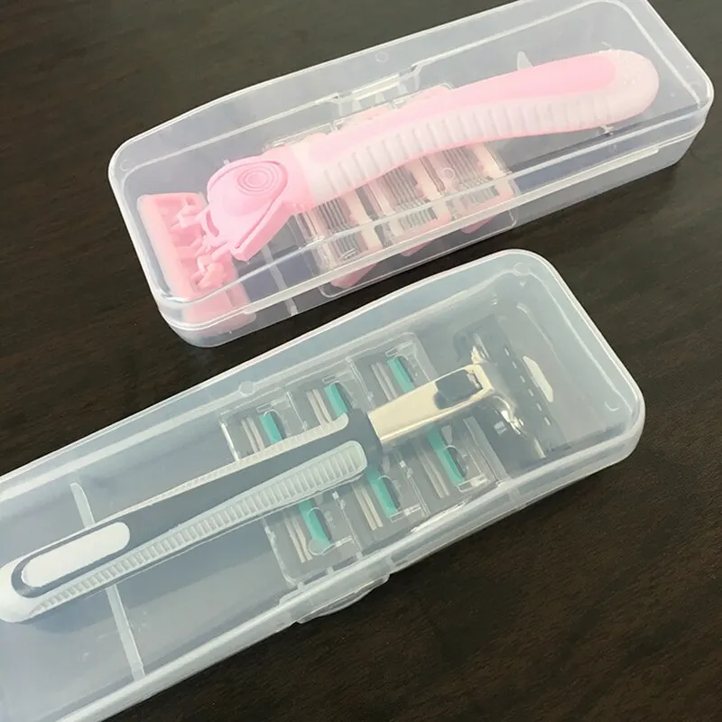 Caixa de armazenamento de barbear elegante e durável para lâminas de barbear masculinas, fácil de transportar e manter limpo e mantém seu barbeador bem organizado