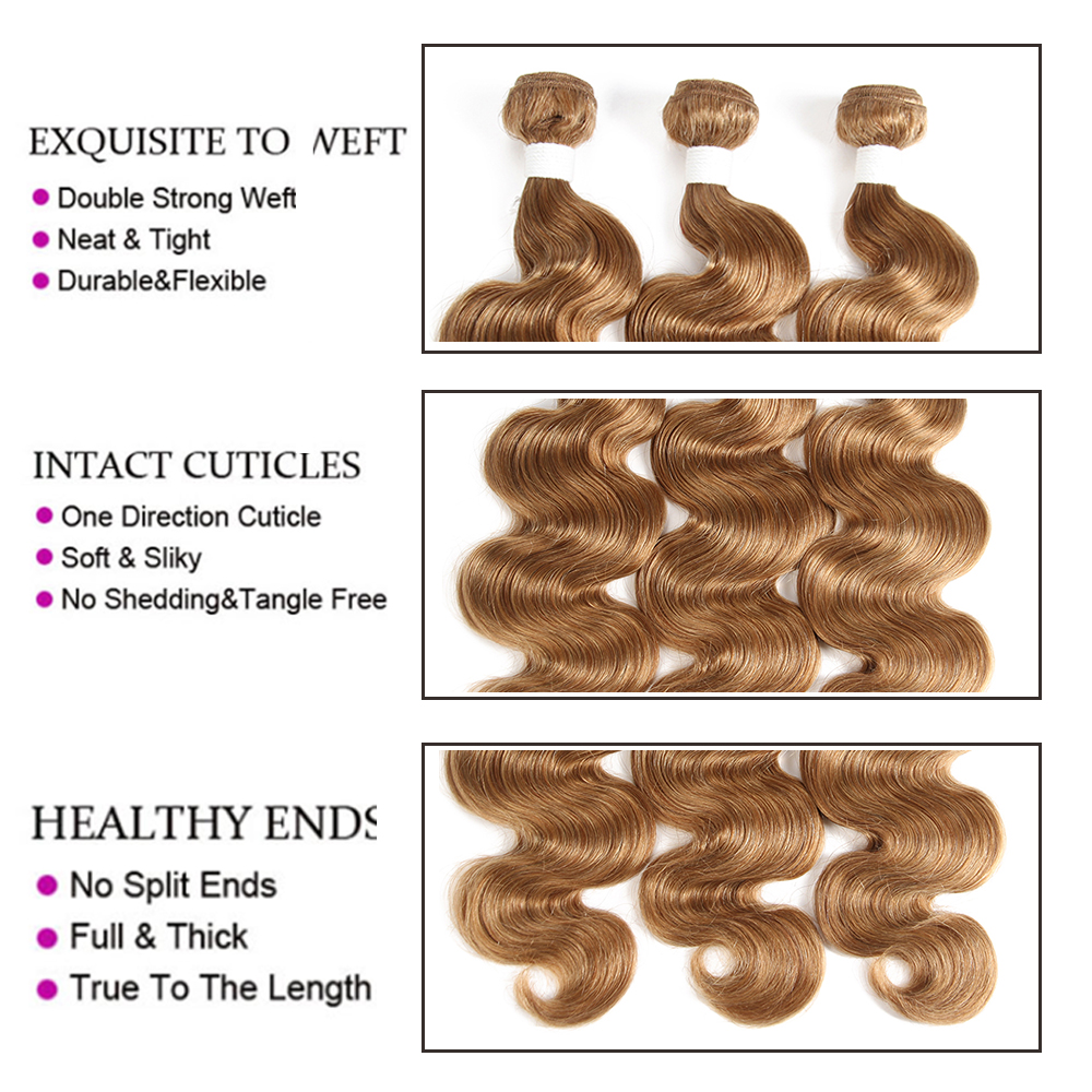 สีบลอนด์สีแดงสีน้ำตาลมนุษย์ผมรวมกลุ่ม1/3 PCS บราซิล Body Wave Human Hair Extension 8-26นิ้ว Remy ผมรวมกลุ่ม KEMY