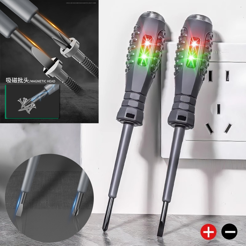 Электрик Тест Слова/крестовые отвертки AC Бесконтактная индукционная тестовая ручка Тестер напряжения 12-250 В Красный Зеленый Индукционные лампы