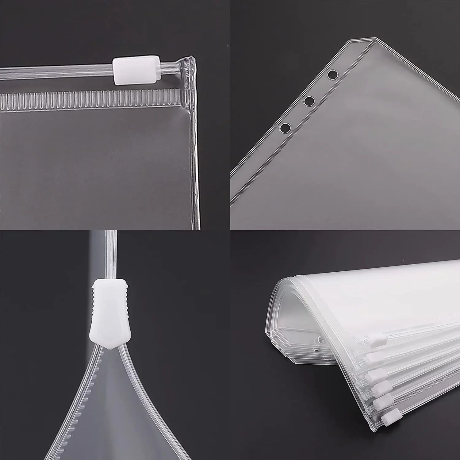 A5 A6 A7 ซิปหลวมกระเป๋า 6 หลุม Binder กระเป๋าพลาสติก Binder ซิปโฟลเดอร์กันน้ําเอกสารโน้ตบุ๊คการ์ด