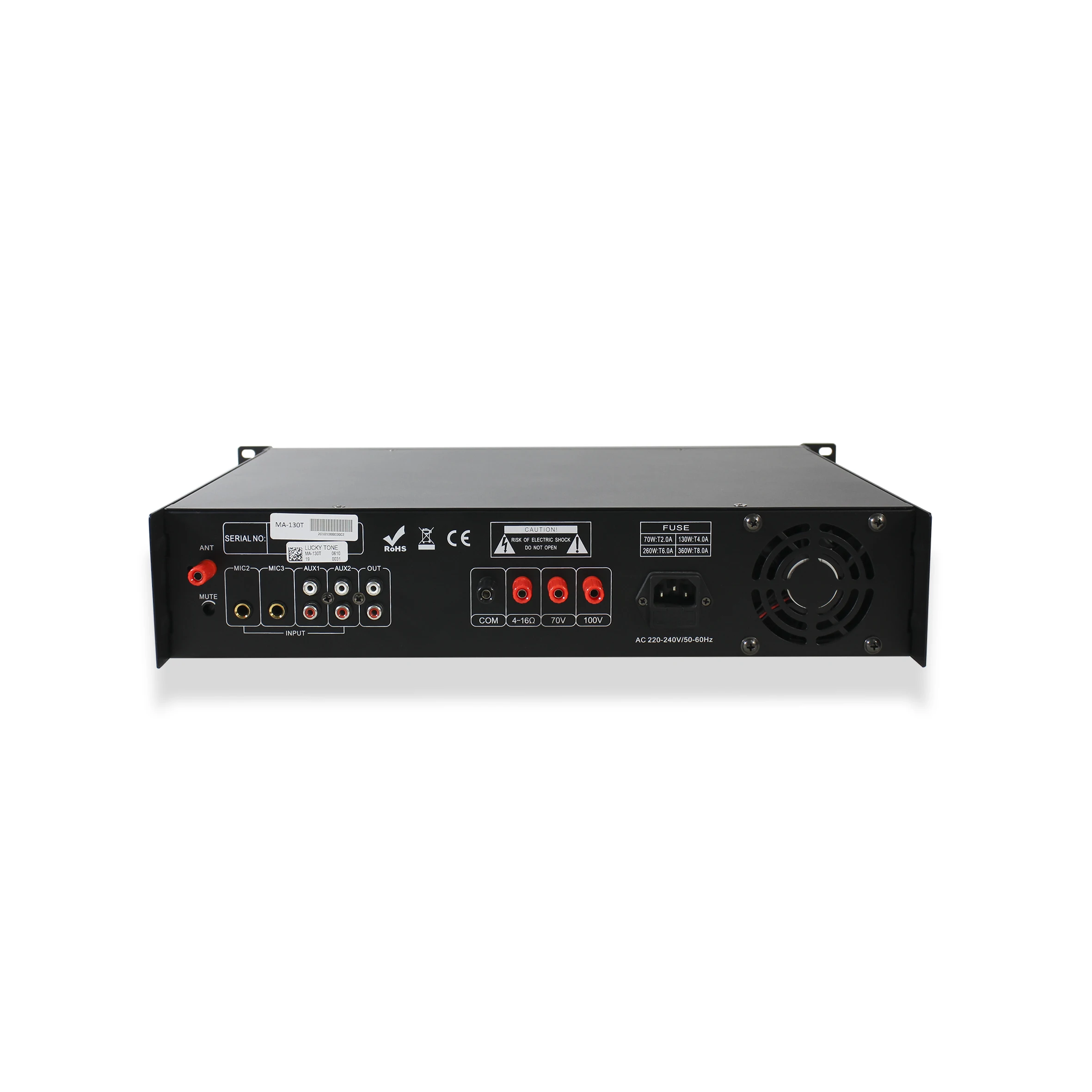 Мощный усилитель-миксер для Bluetooth 100 в/70 в/4-16 Ом 130 Вт с USB/SD-картой/Aux и тюнером