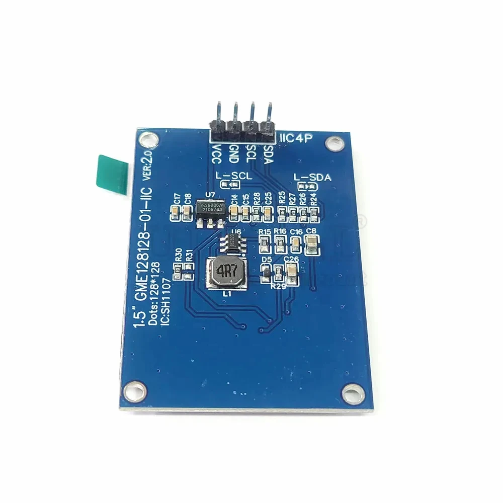 Nuevo módulo LCD OLED de 1,5 pulgadas pantalla blanca 128*128 puntos Chip controlador SH1107 COG I2C IIC 4PIN 3V-5V