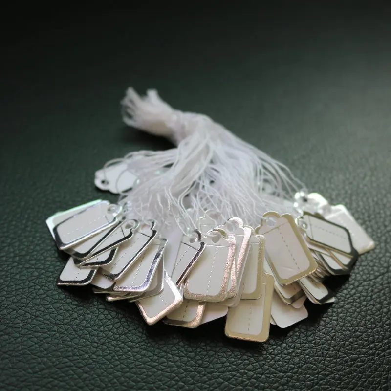 100Pcs/lot Jewelry Price Label with Cotton String Commodity Price Tag Shop Price Card DIY Gold Silver Blank Price Display Card