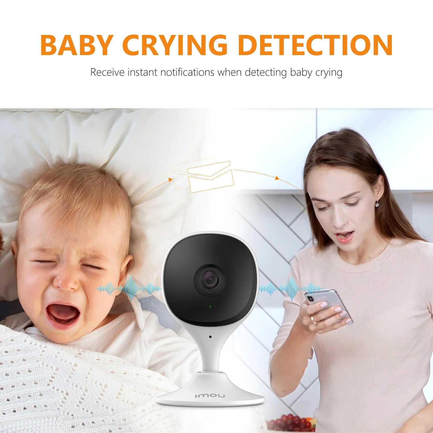 4PCS IMOU Telecamera di sicurezza interna Baby Monitor Wi-Fi IP Sistema intelligente di sorveglianza di sicurezza con telecamera per bambini per visione notturna