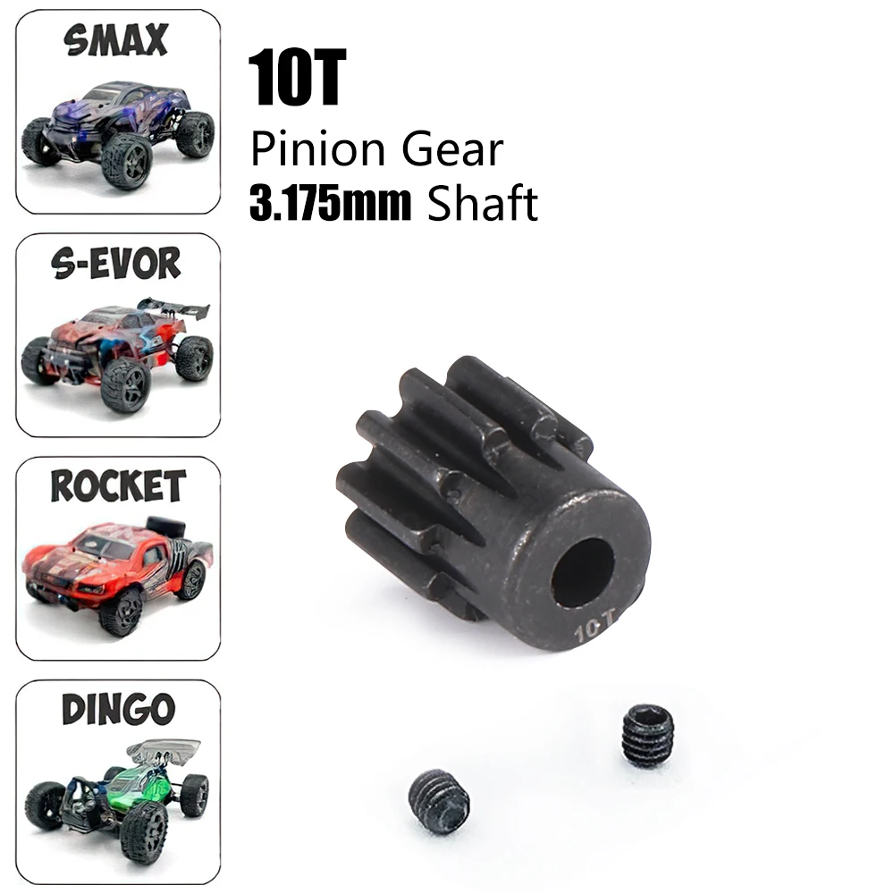 Piñón de metal de acero endurecido M0.8 de 3,175 mm, 10T, 11T, 12T, 13T, 14T, 15T, 16T, 17T, 18T, 19T, 20T, 21T, engranaje de motor para coche RC 1/10