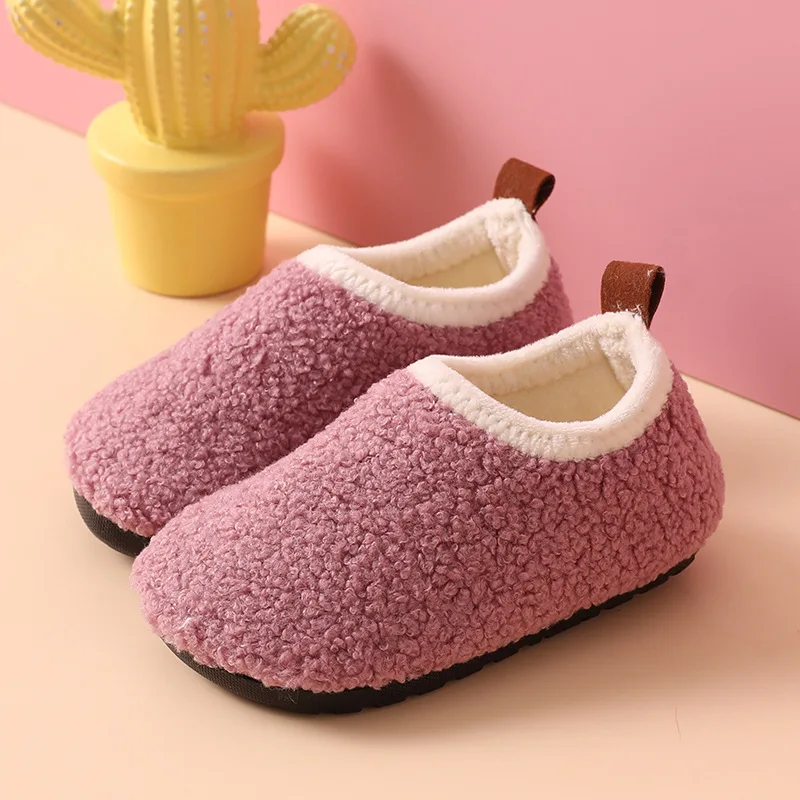 เด็กรองเท้าแตะผ้าฝ้ายอบอุ่นเด็กฤดูหนาวรองเท้าเด็กผู้หญิง Plush รองเท้าในร่ม Soft Sole Anti-SLIP รองเท้าผ้าฝ้าย