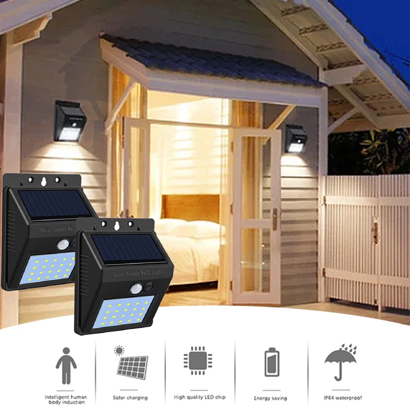 1/4 stücke 20LEDs Solar Wand Licht Außen Motion Sensor Nachtlicht IP45 Wasserdicht Für Garten Tür Außen Beleuchtung straße Lampe