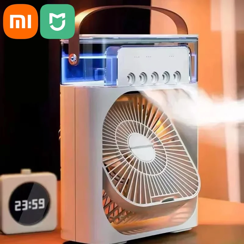 Xiaomi MIJIA-ventilador 3 en 1, aire acondicionado para el hogar, pequeño ventilador eléctrico USB, Enfriador de aire, luz LED nocturna, niebla de agua, oficina y hogar