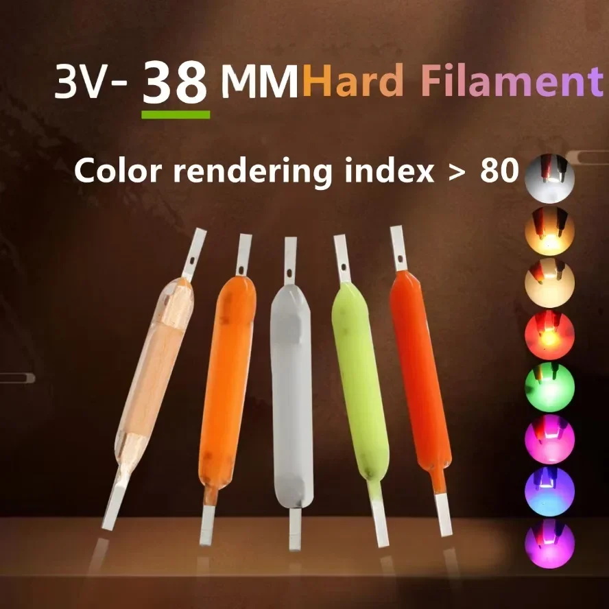 5 ~ 100PCS ต่อกล่อง 3V 38mm LED Filament หลายสี COB EDISON หลอดไฟหลอดไส้ไดโอดอุปกรณ์เสริมวันหยุด