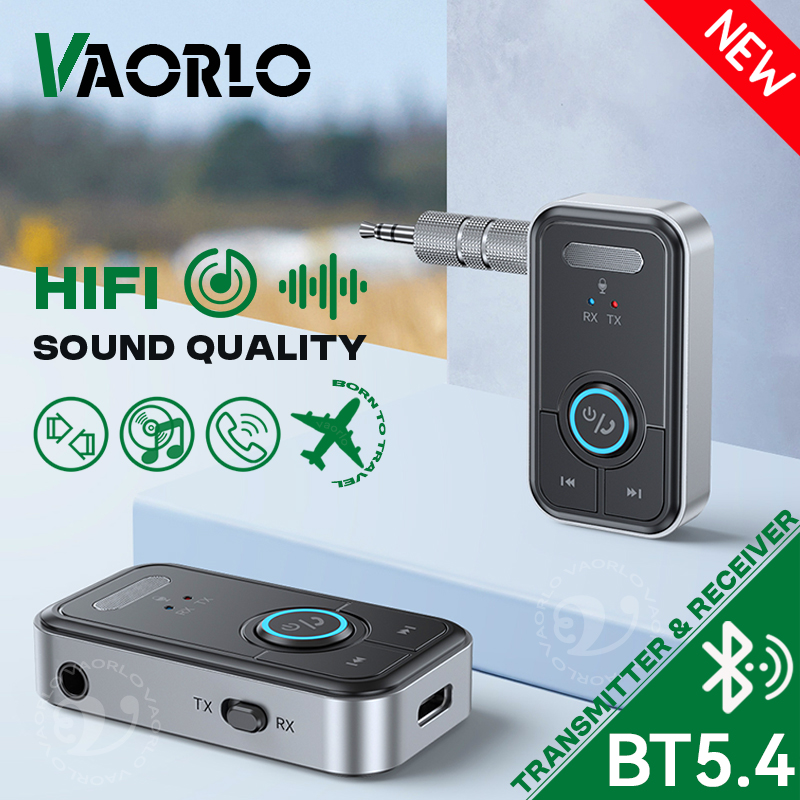 Upgraded Bluetooth 5.4 Car AUX Audio Adapter HiFi Stereo Music Wireless Receiver Transmitter 3.5MM With Mic Calling For Car Kit