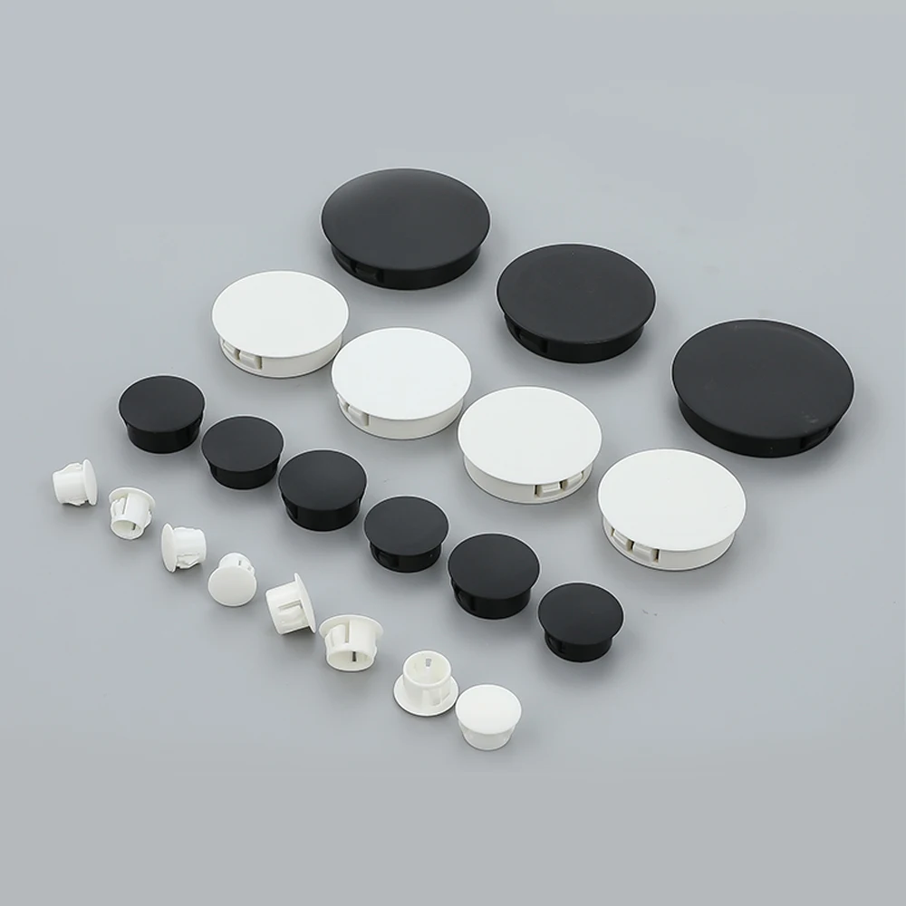 10 pz nero/bianco rotondo in plastica tappi terminali per tranciatura mobili foro per vite coperchio tubo inserti per tubi tappo 5mm 6 7 8 9 da 10 a 50mm