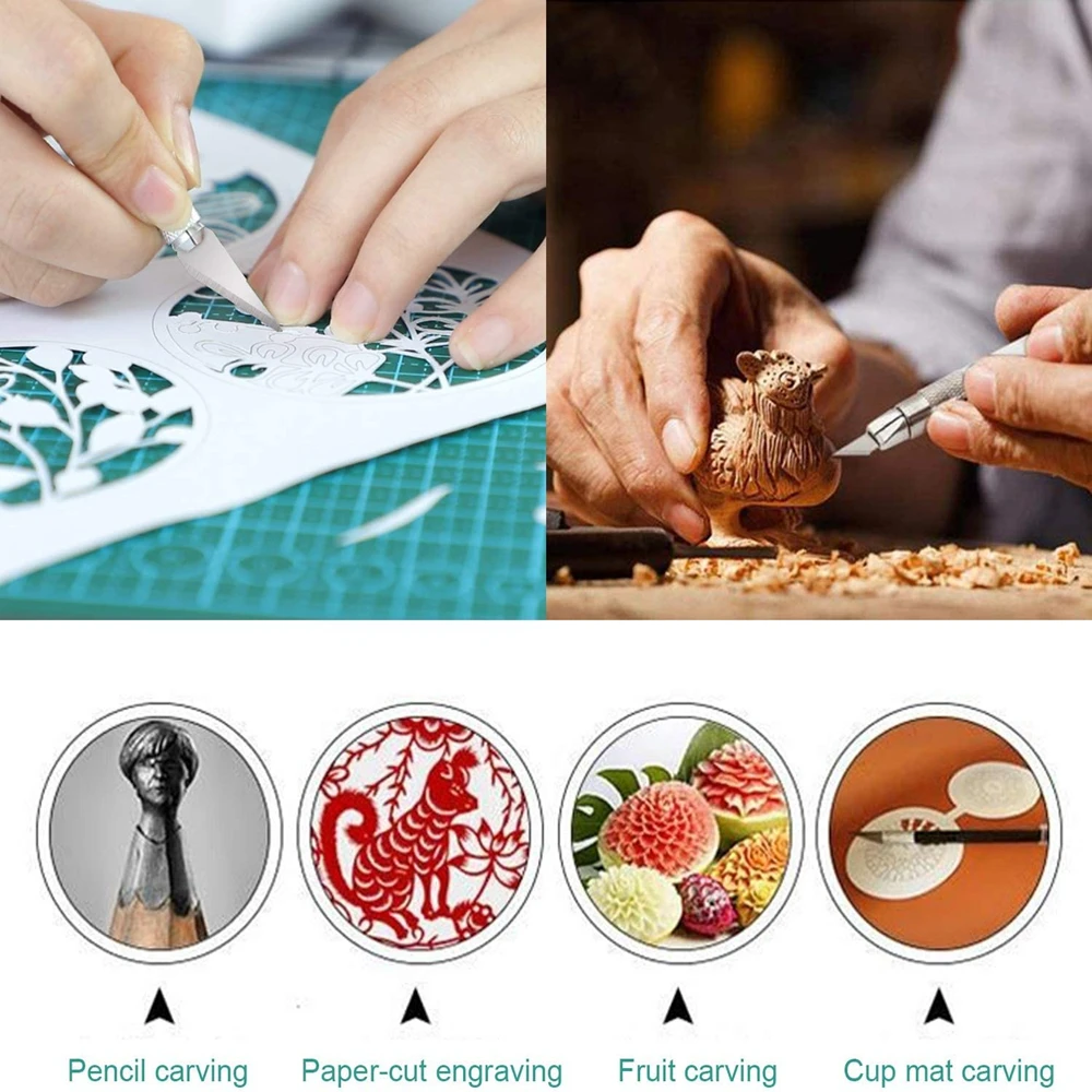 Chống Trơn Trượt Kim Loại Dao Mổ Dao Cụ Cắt Khắc Thủ Công Dao + Bộ 5 Lưỡi Dao Bằng Điện Thoại Di Động PCB DIY sửa Chữa Dụng Cụ Cầm Tay