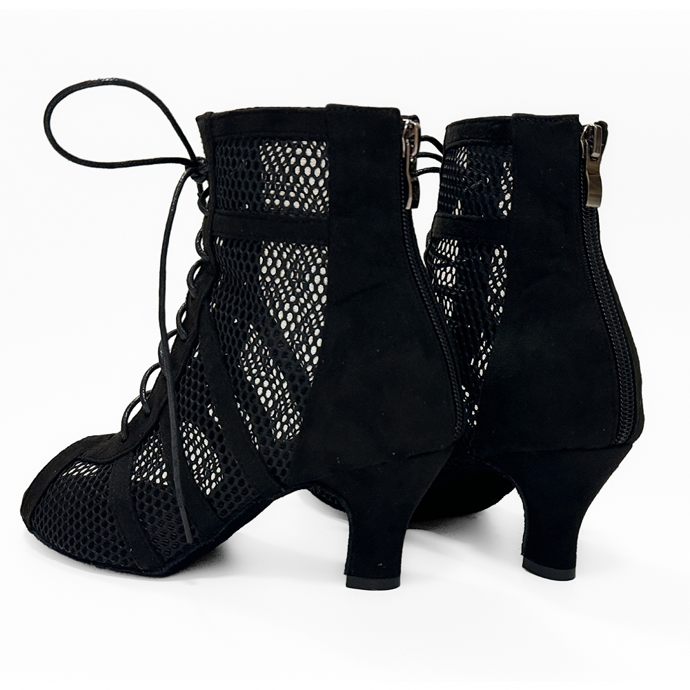 Botas de dança com zíper salsa latina camurça preta sapatos de dança de couro feminino em saltos diferentes 8.5cm 7.5cm 6cm QT-006