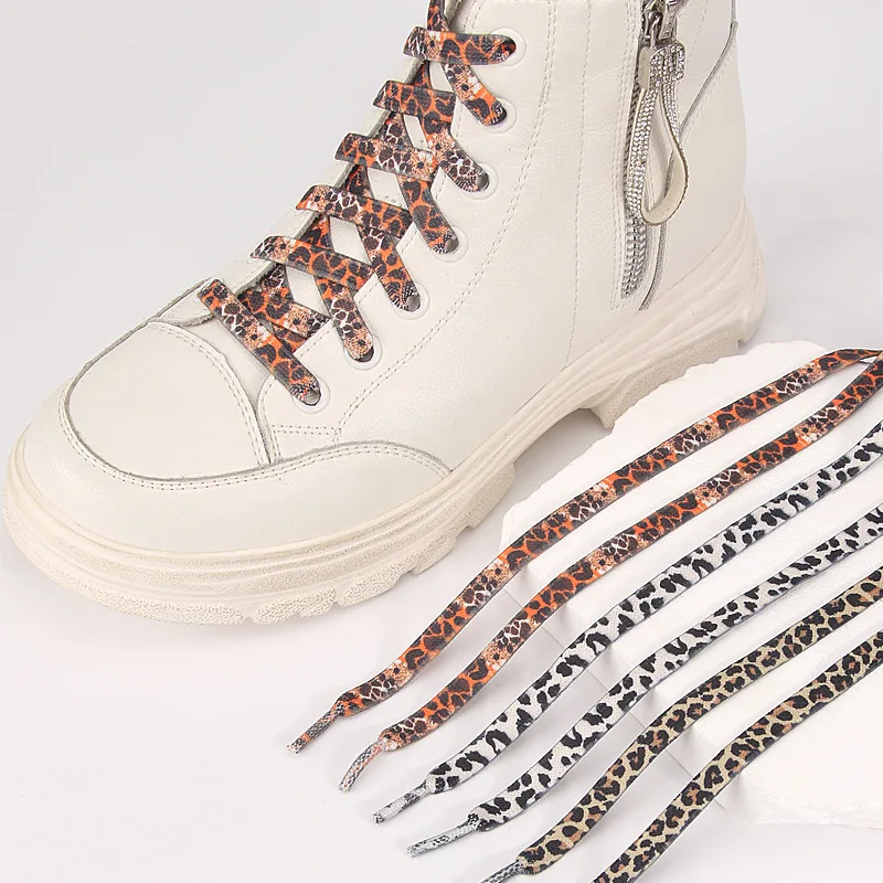Lacci piatti classici con stampa leopardata – 1 paio per uomo e donna – Vestibilità universale per scarpe da ginnastica, stivali e scarpe da esterno