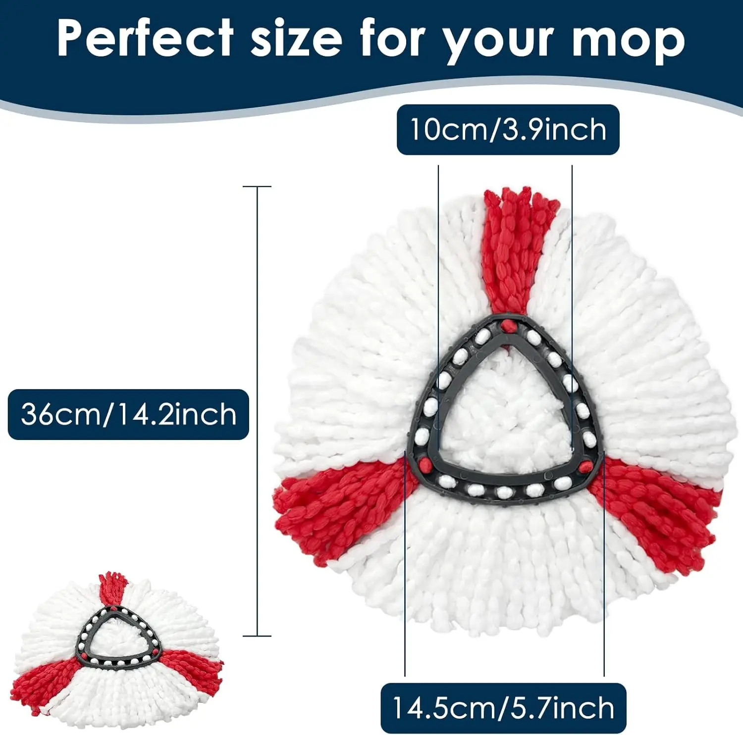 Microfibre Mop for Vileda Turbo 2-in-1, Mop Head for Vileda Turbo Spin Mops Easy Wringing 2-in-1, Spin Mop For All Floor Types