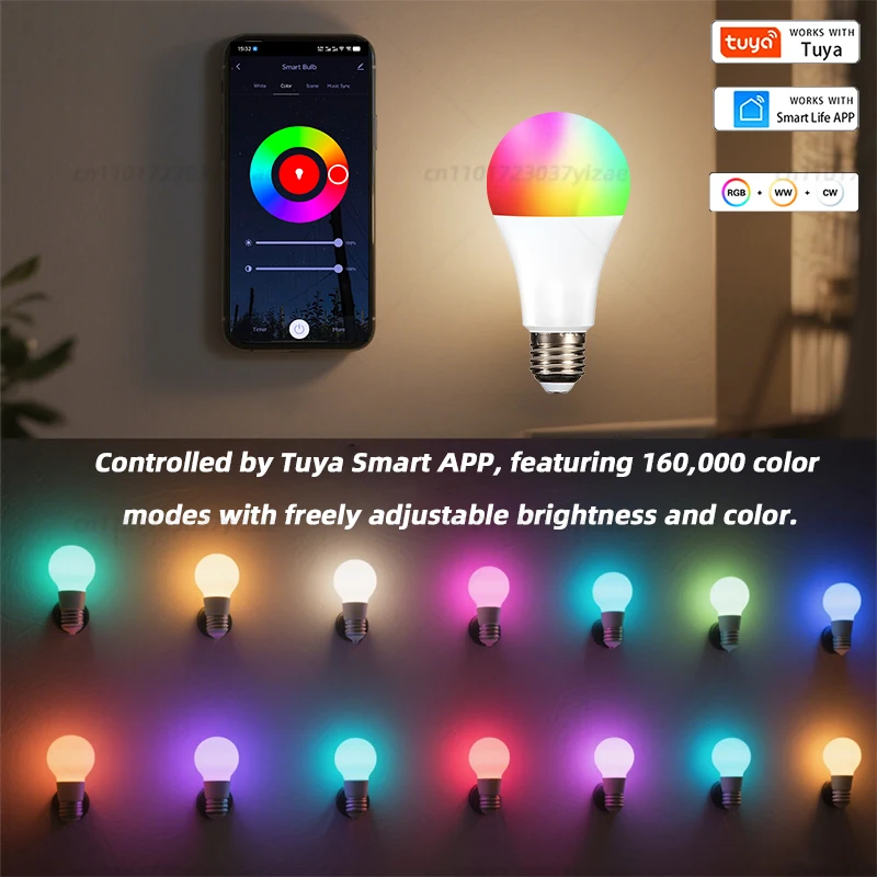Tuya Bluetooth WiFi Slimme Gloeilampen E27 LEDLamp RGB Slimme Lamp9W 15W Smart Leven APP Spraakbesturing met Alexa Alice Google Thuis