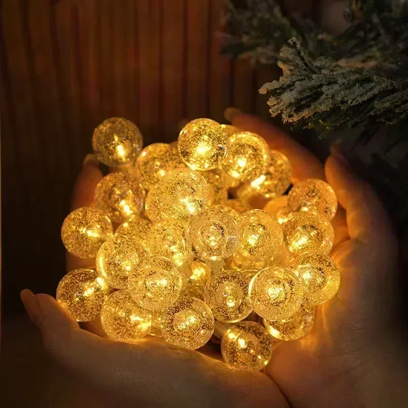 Batteriekasten, Blasenkugel-Lichterkette, Kristallperlenkugel, Feen-Lichterkette, Hochzeit, Party, Weihnachten, 1,5–3–6 Meter, 10–20–40 Lichter