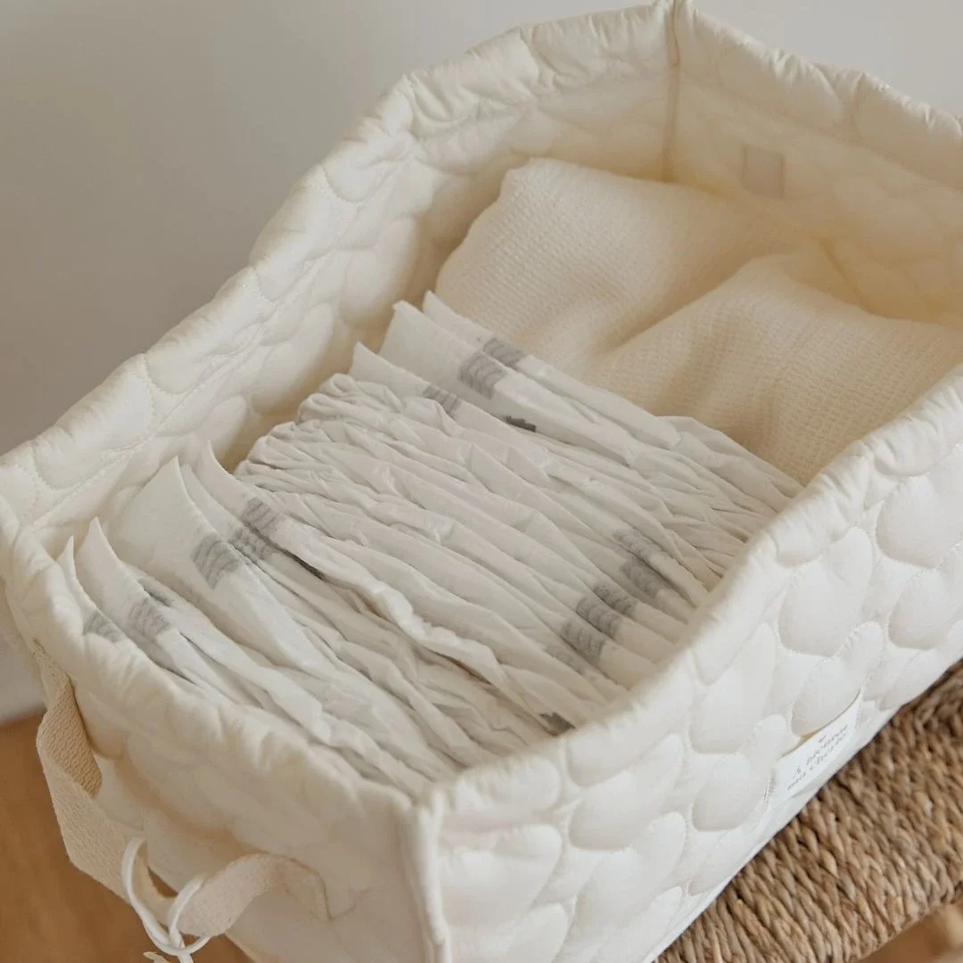 Saco de fraldas de bebê de algodão roupas brinquedos cesta de armazenamento itens do bebê organizador cama berço fralda caddy saco de armazenamento de fraldas