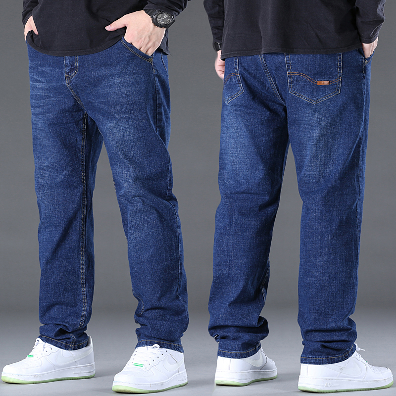 メンズブラックジーンズパンツビッグサイズ48 50大きいサイズパンツ45-150kgジーンズやつワイドレッグジーンズパンタロンオムだぶだぶのジーンズ