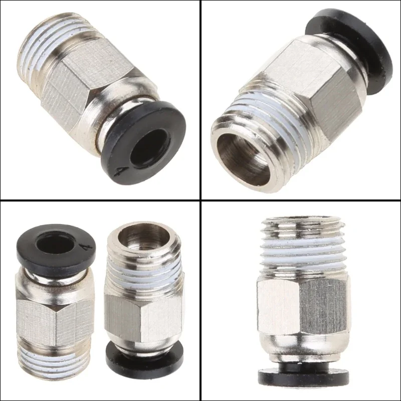 อุปกรณ์เสริมเครื่องพิมพ์ 3d PC4-M10 ชายตรงนิวเมติก PTFE Tube Push in Quick Fitting Connector