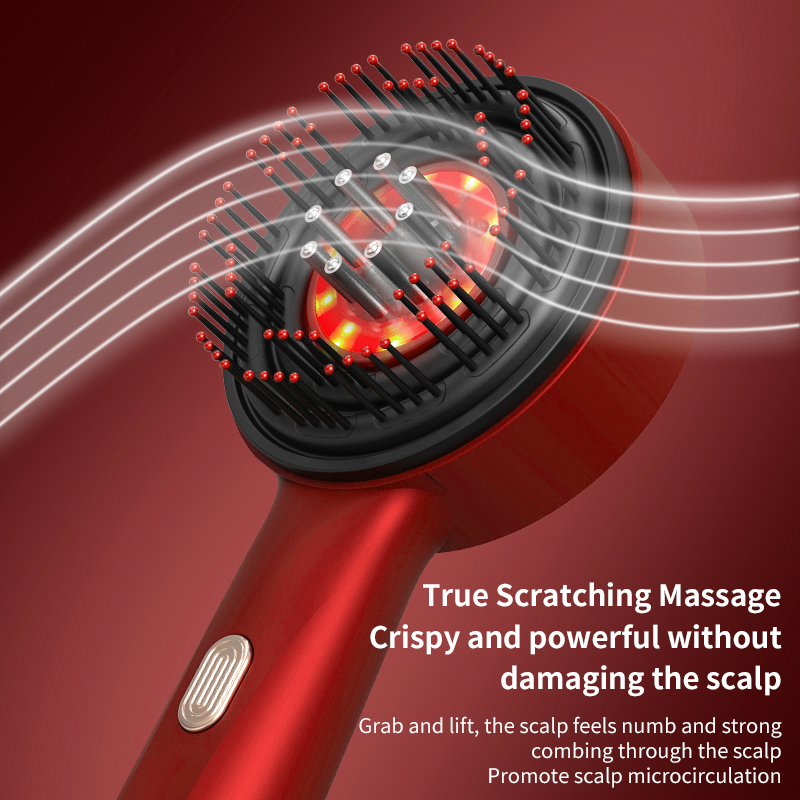 Pente de massagem elétrico com vibração terapia de luz vermelha escova do couro cabeludo crescimento do cabelo anti-perda de cabelo aplicador de óleo líquido cuidados com o cabelo