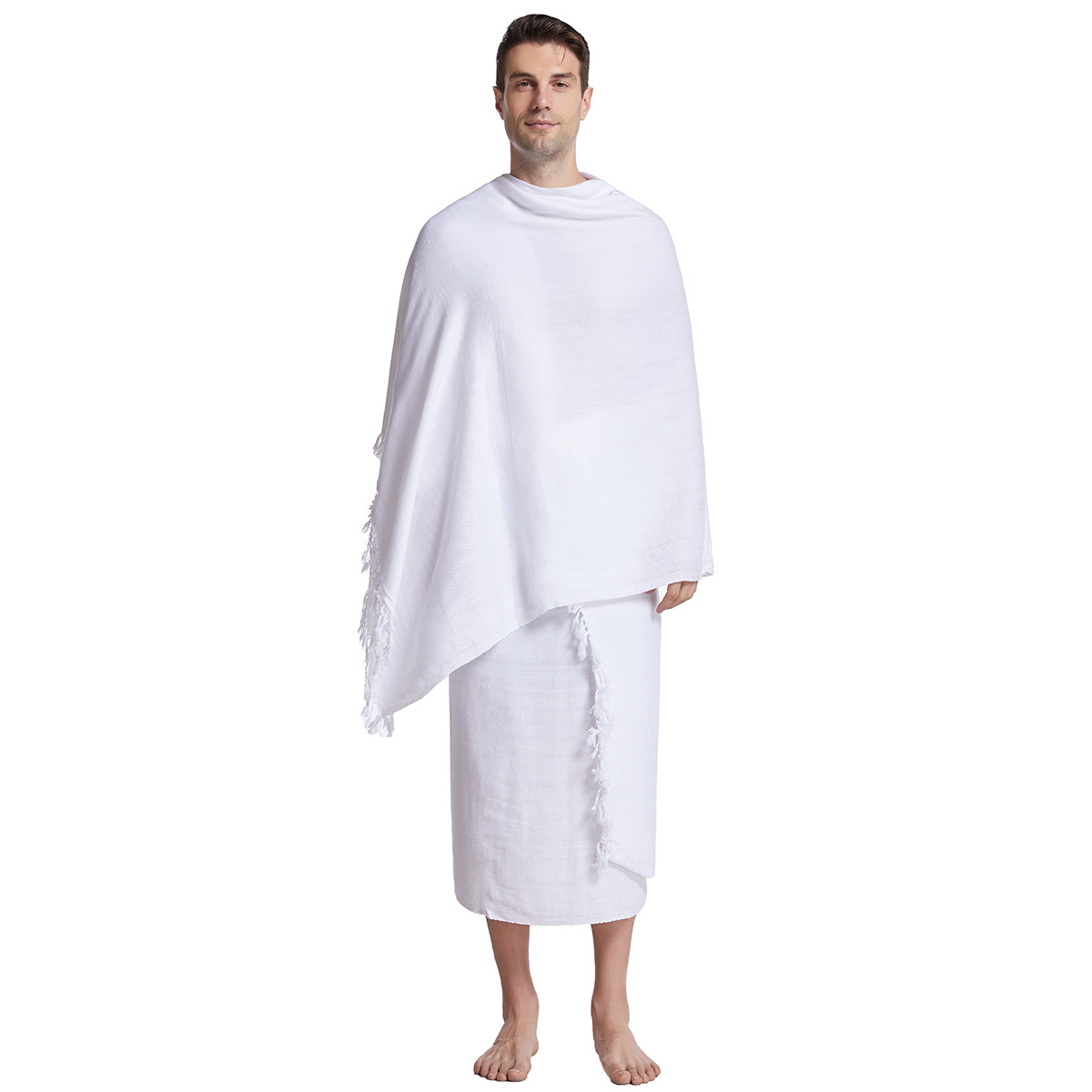 Nam 2 Cái Áo Ihram Hành Hương Khăn Ả Rập Hồi Giáo Mecca Hajj Hồi Giáo Ramadan Cầu Nguyện Thờ Trang Phục Khăn Choàng Jubba Thobe